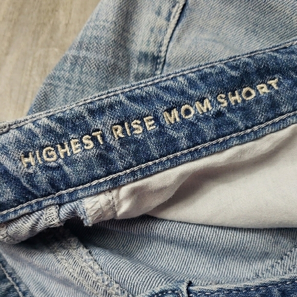 AEO American Eagle Highest Rise Mom Short Light Denim Plaid Cotton Size 2 - Picture 7 of 13